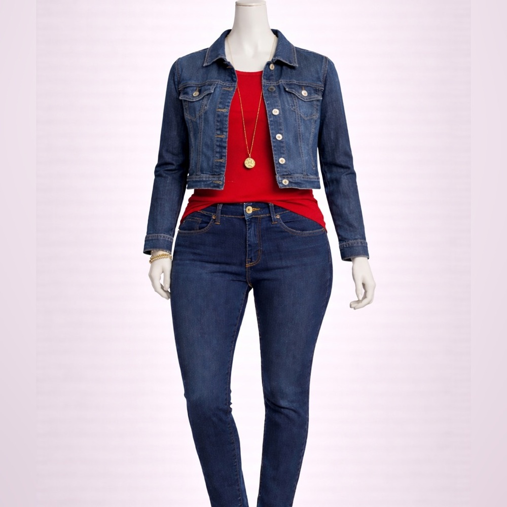 Miss Lili Dark Blue Jean Cropped Jacket size S